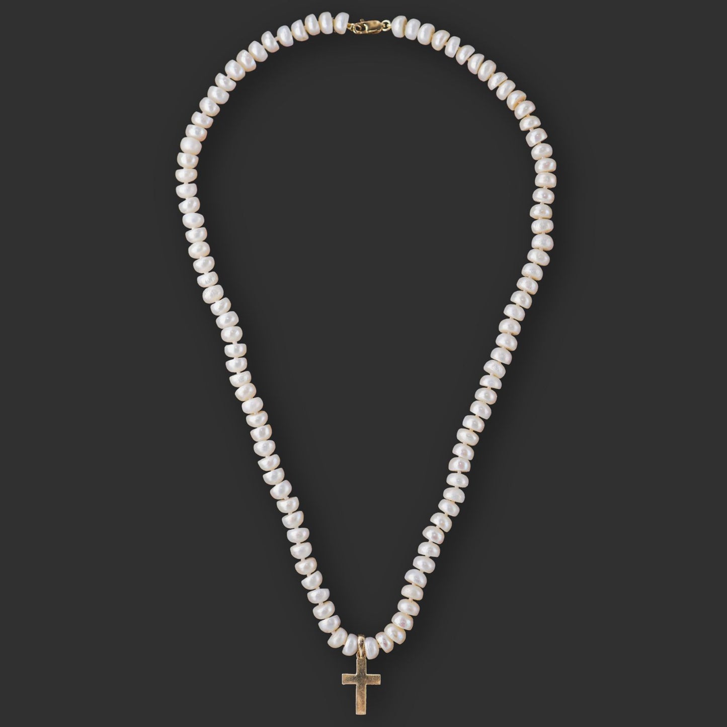 Pearl/Gold cross necklace