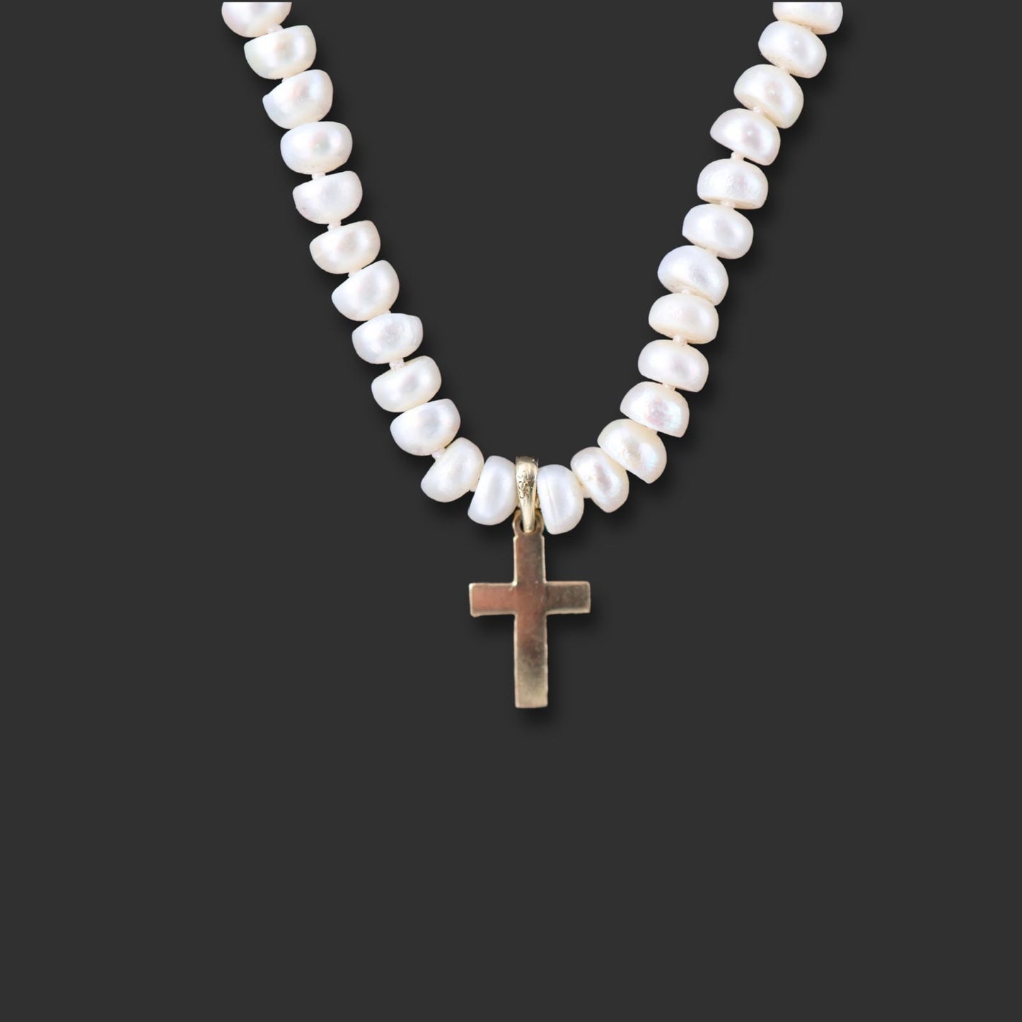 Pearl/Gold cross necklace